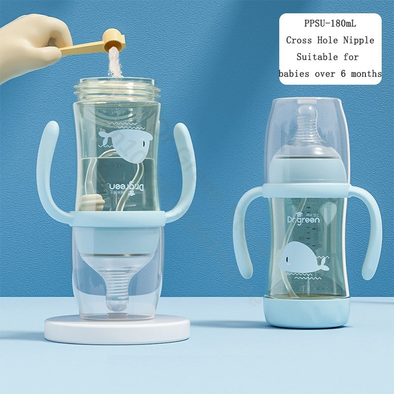 Dr.Green Wide Mouth Newborn baby bottles PPSU Washable Bottles Forward and reverse bi-directional scale inverted milk brewing