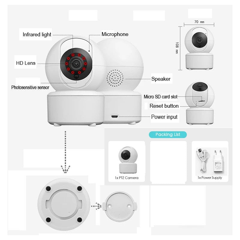 Security Protection PTZ WIFI Camera Wireless Auto Tracking Cctv IP Video Surveillance Night Vision Cloud Smart Home Cam Icsee