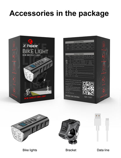 X-Tiger Bike Light Headlight Bicycle Lamp With Power Bank Rechargeable LED 5200mAh MTB Bicycle Light Flashlight Bike Accessories