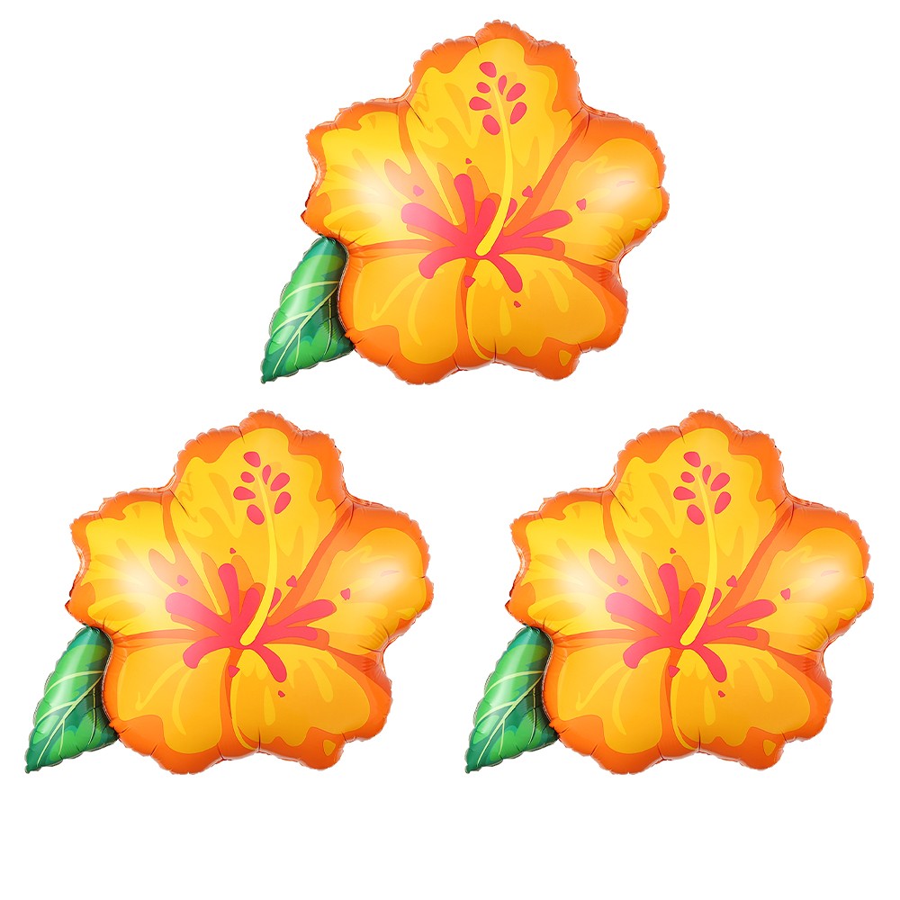 Hibiscus Foil Balloon Set Hot Pink Yellow Purple Hibiscus Balloon Summer Tropical Birthday Hawaii Baby Shower Party Decoration