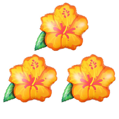 Hibiscus Foil Balloon Set Hot Pink Yellow Purple Hibiscus Balloon Summer Tropical Birthday Hawaii Baby Shower Party Decoration