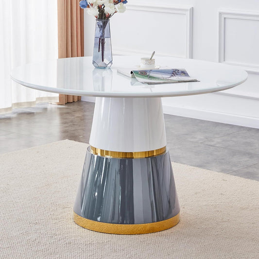 Round Dining Table 45'' | Wood Dining Room Table for 4-6 | Space Saving Round Kitchen Table for Kitchen Dining Room