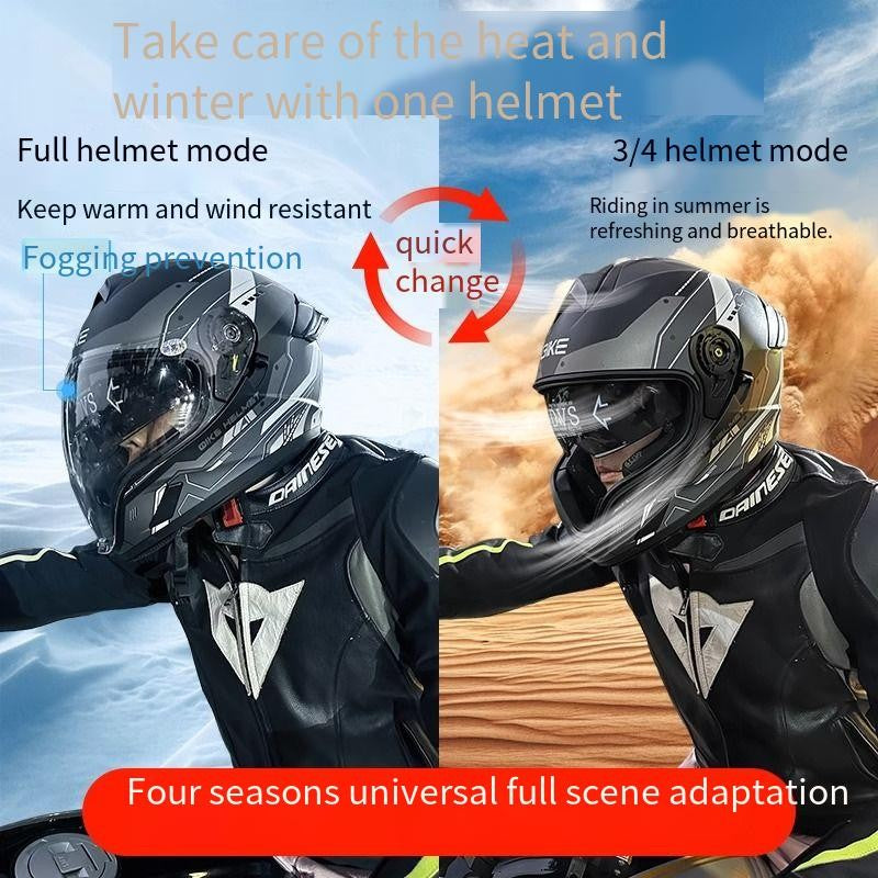 Capacete de motocicleta masculino e feminino com lente dupla antiembaçante integral para motoqueiro com pedal de cruzeiro e capacete universal para todas as estações com certificação DOT