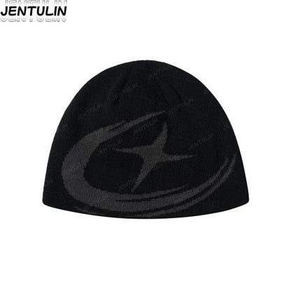 Y2K Harajuku Street Boomerang Satr pattern Beanies Autumn Unisex Warm Knitted Hat Hot Girl Outdoor Casual Man Hip Hop Caps