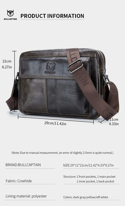 BULLCAPTAIN Genuine Leather Men's Crossbody Bag Large Capacity Casual Multifunctional Handbag A Fashion Business Briefcase