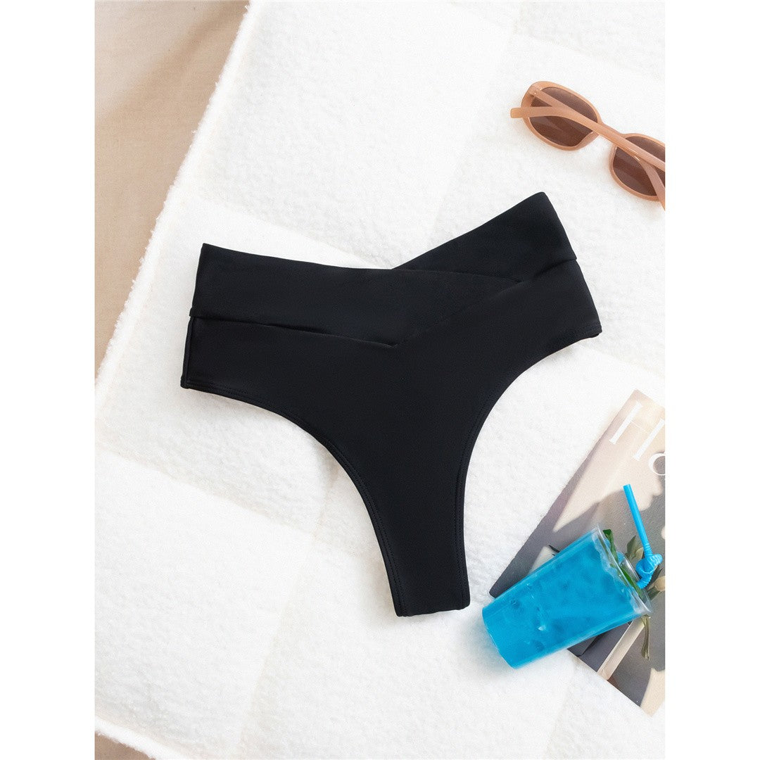 S - XL High Waist High Leg Cut Bikini Bottom Swim Brief Women Swimwear Female Bather Brazilian Tanga Panties Underwear K7095