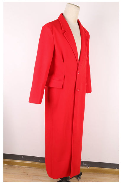 Mauroicardi Autumn Winter Extra Long Warm Black Loose Casual Wool Blends Coat Men Luxury Floor Length Overcoat Korean Fashion