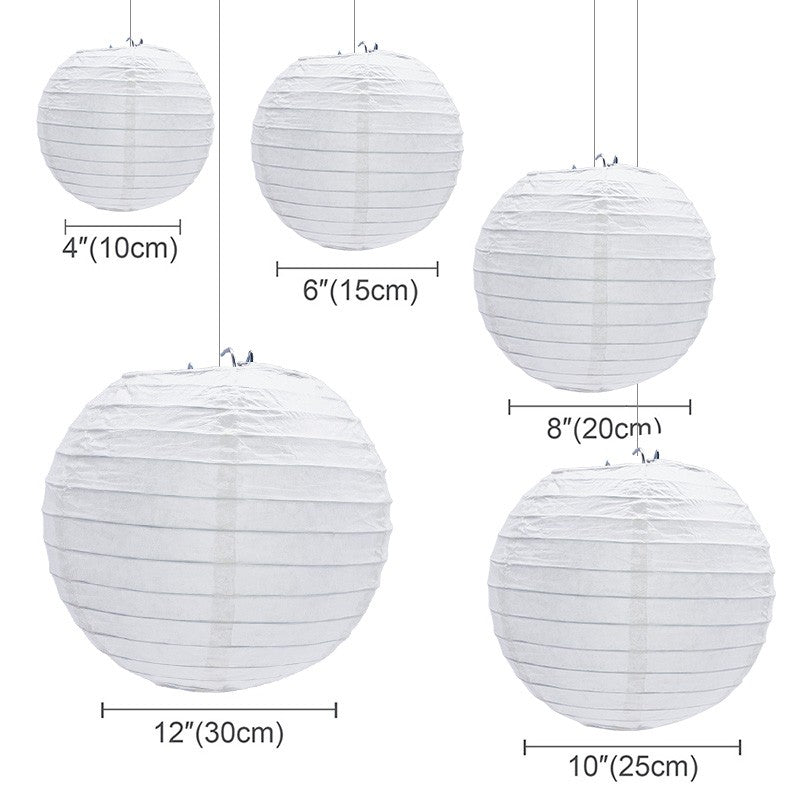 30Pcs/set White Paper Lanterns Chinese Hanging Round Lantern Lamp for Wedding Anniversary Birthday Party Decoration Christmas