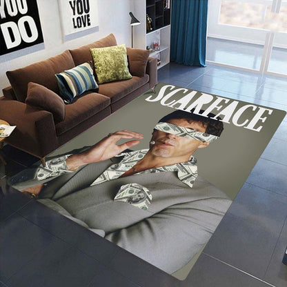 Retro S-Scarface Themed NonSlip Carpet for Living Room Sofa Decor Modern Rug Floor Mat for Men Bedroom Durable Area Rugs