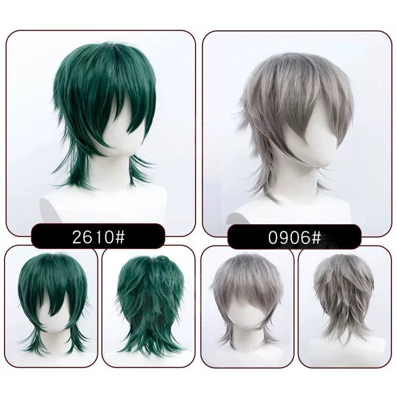 Perucas Curtas Sintéticas Snoya com Franja Corte Pixie Peruca Desfiada para Festa Cosplay para Homens e Mulheres Rosa Vermelho Verde Roxo Estilo Coreano Peruca Masculina