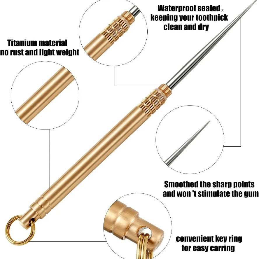 Portable Outdoor Tool Titanium Alloy Toothpick Brass Creative Combination Stainless Steel Portable Toothpick Fruit Toothpick