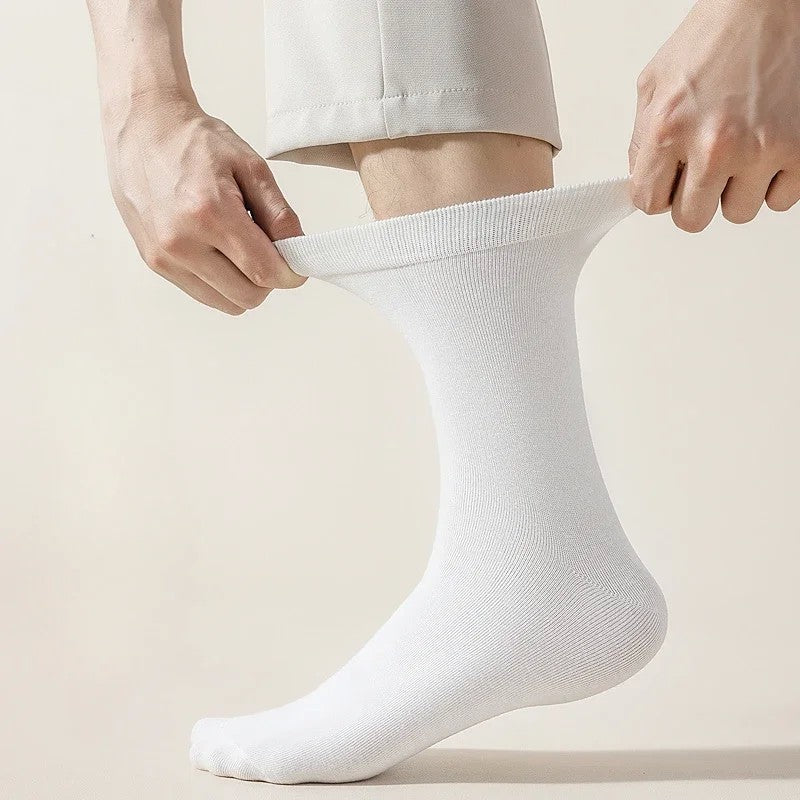 6 Pairs EUR44-50 Plus Size Men Socks High Quality Cotton Socks Breathable Mid Tube Sports Business Socks Black White