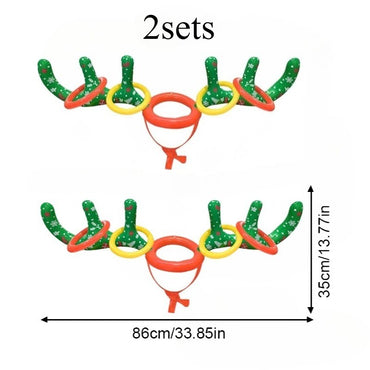 Inflatable Reindeer Antler Ring Toss Game Set - Perfect for Christmas, Halloween & Easter Parties - PVC Material, Excluding Pump