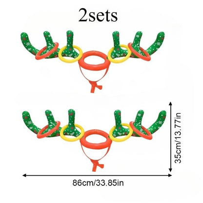 Inflatable Reindeer Antler Ring Toss Game Set - Perfect for Christmas, Halloween & Easter Parties - PVC Material, Excluding Pump
