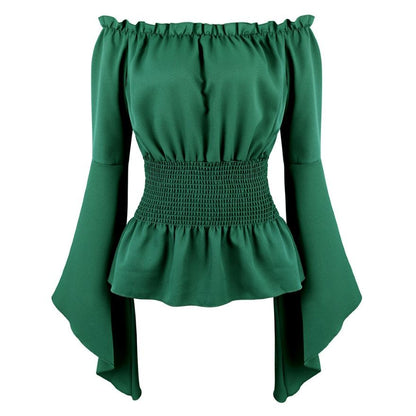 Renaissance Off Shoulder Long Sleeves Corset Blouse Women Medieval Victorian Costume Gothic Pirate Shirt Plus Size Boho Top