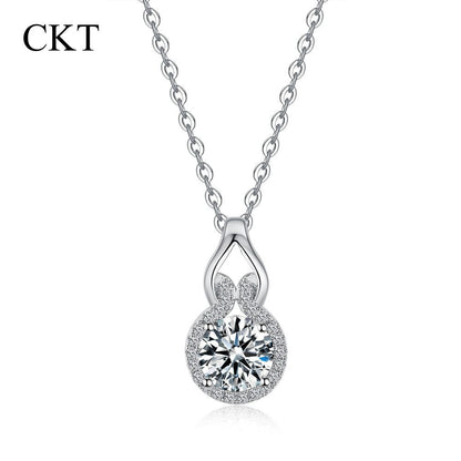 CKT Real Ouro Branco 18k 1ct D Color Moissanite Colar com Pingente de Diamante para Mulheres Platina Pt950 Clássica Abóbora Joias Finas