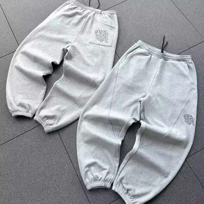 Calções casuais de hip-hop retrô estilo europeu e americano, calças esportivas com logo de marca bordado, unissex, folgadas, perna larga