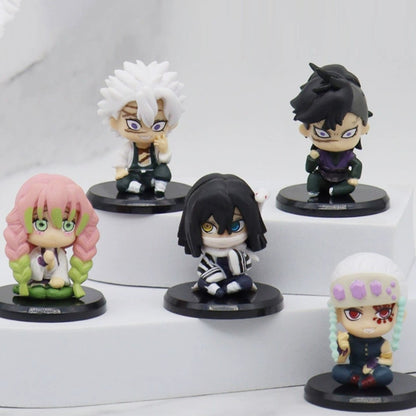 Q Posket Figure Atacado Demon Slayer Mini Estatueta 5Pcs 10Pcs 12Pcs 15Pcs Conjuntos Kimetsu No Yaiba Pequenas Bonecas de PVC Decoração de Mesa