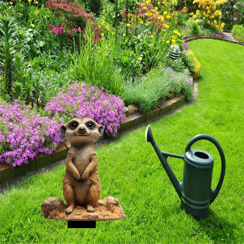 1Pc 2D Flat Acrylic Hamster Garden Stake - Cute Smiling Meerkat with Wise Eyes, Ideal for Lawn & Potted Plants Outdoor Decor