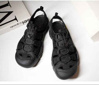 2025 Summer Men's Sandals Thick soled Baotou beach shoes Outdoor oversized casual Shoes Male lightweight hollow sandals Homme