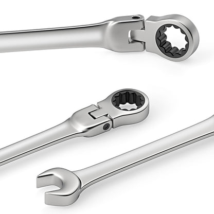 Ratchet Spanner Wrench Set 8-22mm Gear Ring Ratcheting Combination Wrench Kit Metric Flexible Head with Canvas Bag