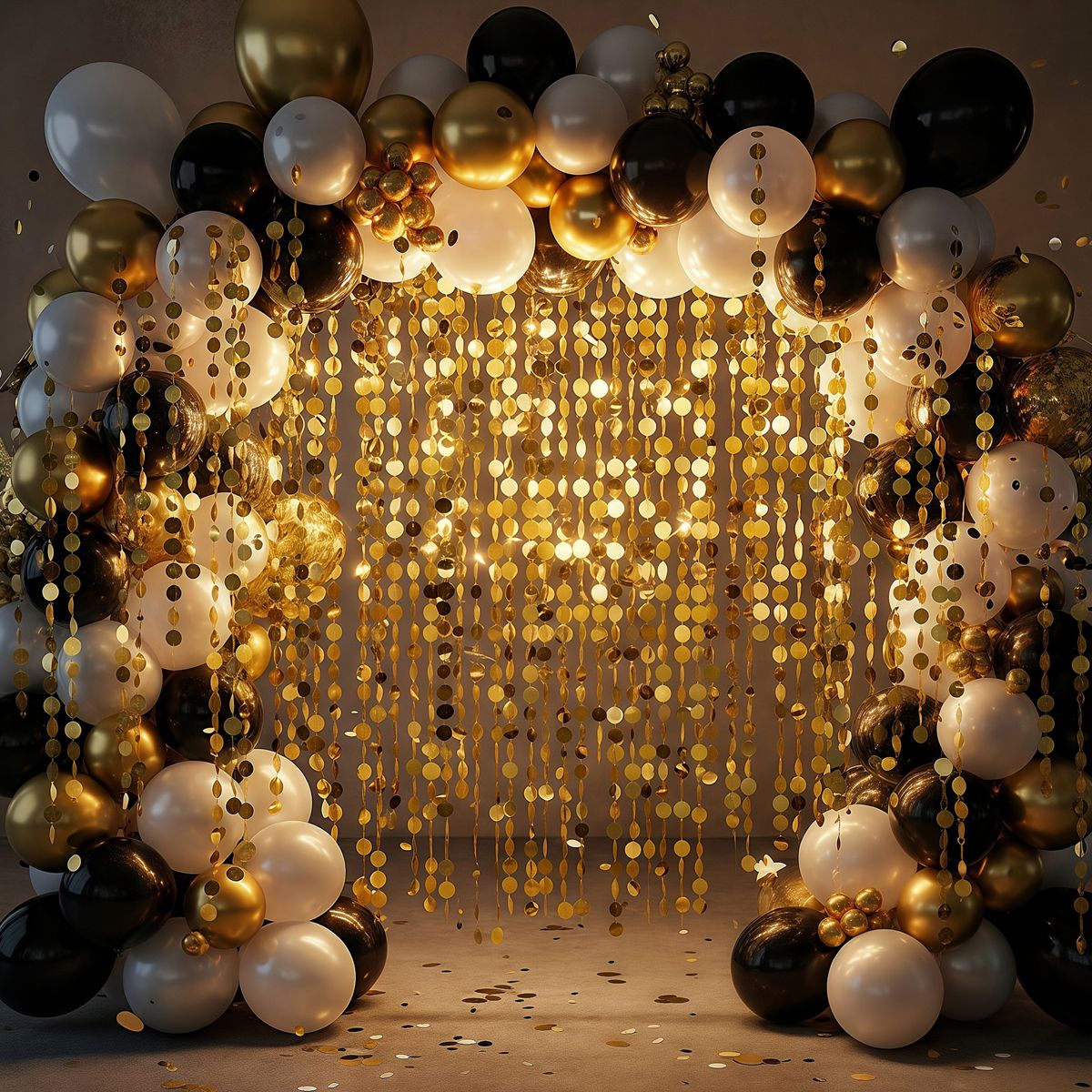 Shimmer Golden Sequin Curtain Backdrop Sparkly Glitter Hanging Decorations for Weddings Party Porch Decor & Holiday Celebrations