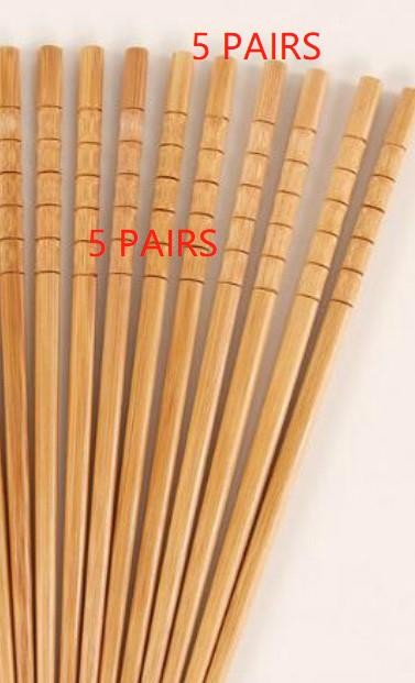 1/5 Pair Pure manual Natural Bamboo Wood Chopsticks Healthy Chinese Carbonization Chop Sticks Reusable Hashi Sushi