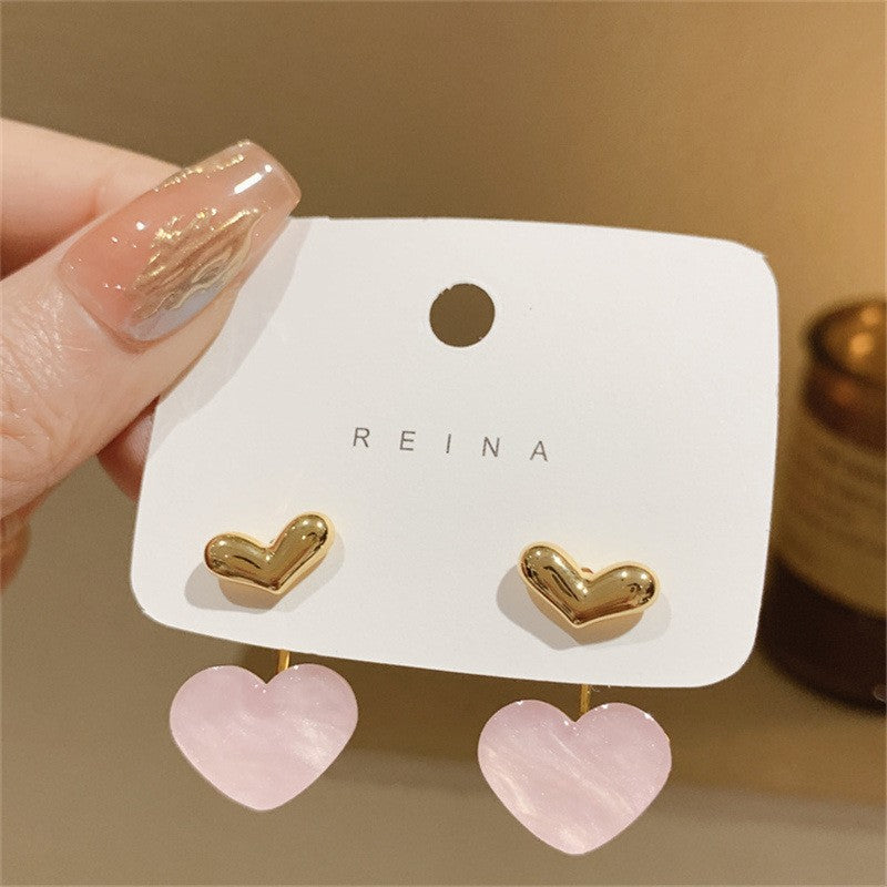 LATS Novo Contrato de Moda Brincos Finos de Pérolas de Coração Coringa Doce Elegante Temperamento Feminino Brincos de Gota Joias de Moda
