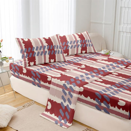 Love Theme Printed Brushed Queen Size Fitted sheet And Pillowcases Set Skin-friendly Bed Cover with Pillowcases For All Seasons
