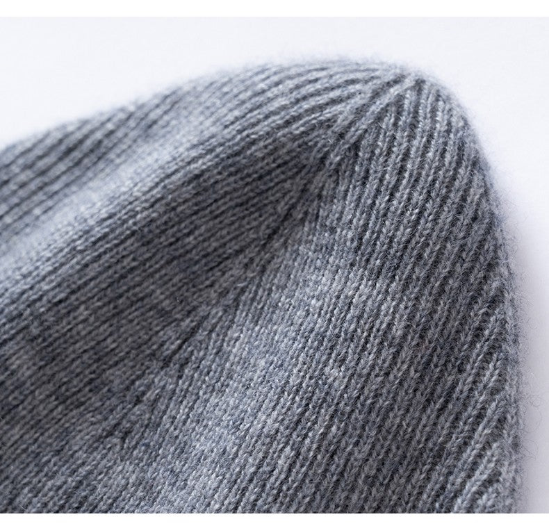 Autumn Winter New 100% Cashmere Hat Women's One-Line Hat Knitted Hat Wool Hat Ear Protection High-Quality Couple Hat