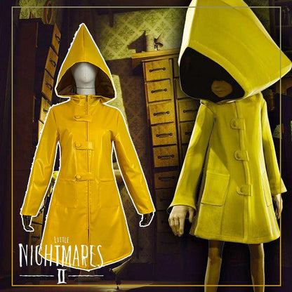 Little Nightmares Six Cosplay Costume Little Nightmare Yellow Raincoat PU Leather Cloak for Adults Children Halloween Costumes
