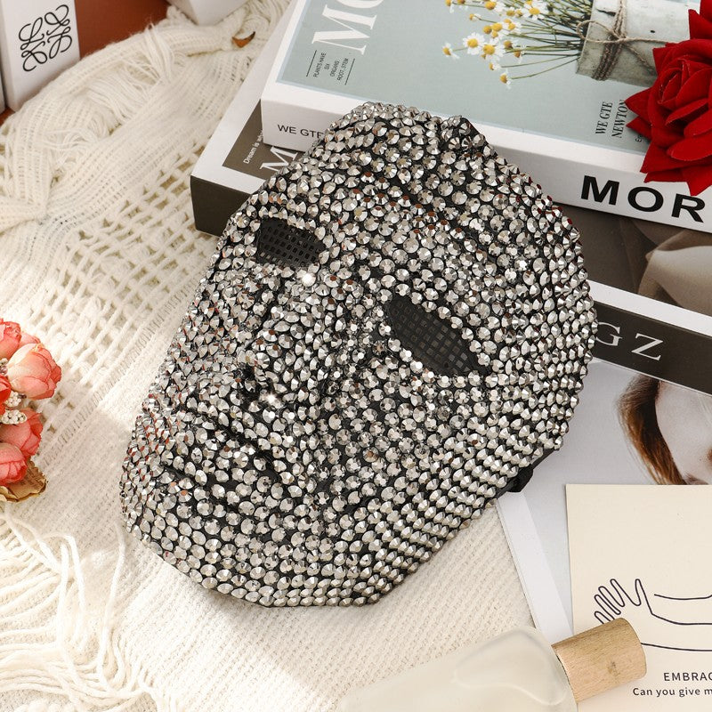 Full Face Rhinestone Mask Luxury Crystal Masquerade Mask for Halloween Rave Party Cosplay Club Costume Accessories 3 Colors