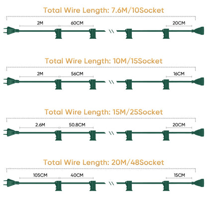 Outdoor Light Cable EU 220V US 110V String Light Wire E12 Sockets C7 Lamp Base Connectable Party Wedding Decor Street Garland