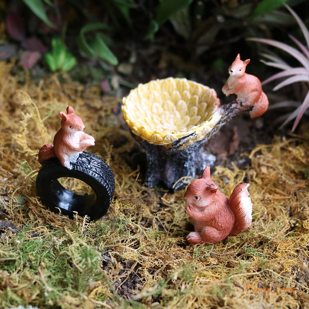 Miniature Fairy Garden Squirrels Set Miniature Forest Animal Figures Figurines Kit Mini Garden Supplies Bonsai Decorations