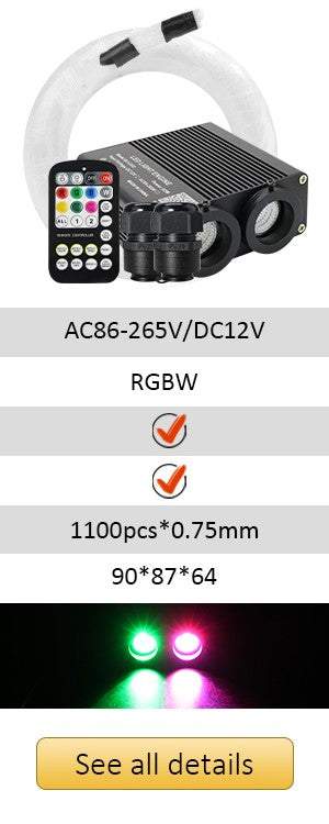 New 16W Twinkle RGBW Fiber Optic Star Ceiling Lights Kit Smart APP Sound Control LED Engine for Car Starry Sky Fiber Optic Light