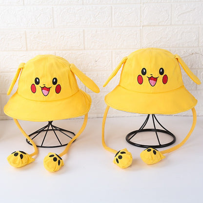 Kids Summer Broad-brimmed Cotton Hats Children Bucket Caps for Beach Holiday Boys Girls Sun Protection Hat Parent-child Outfit