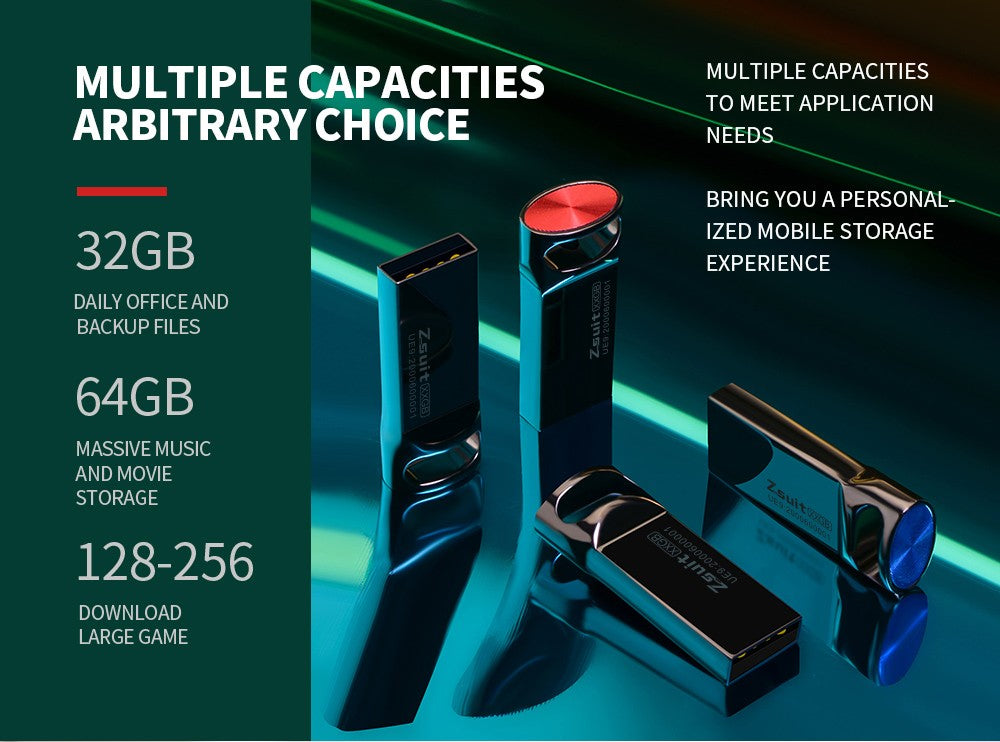 Zsuit 10 Peças/lote Pen Drives USB 64GB Mini Metal Capacidade Real 128GB Memory Stick Pen Drive 32GB Logotipo Personalizado Armazenamento U Disk