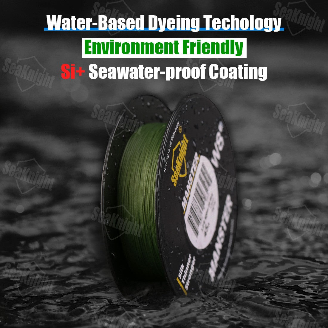 Linha de Pesca SeaKnight W8 II 300M PE, 8 Fios, Multifilamento Trançado, Revestimento Atualizado de Resina de Silicone, Pesca em Água Salgada