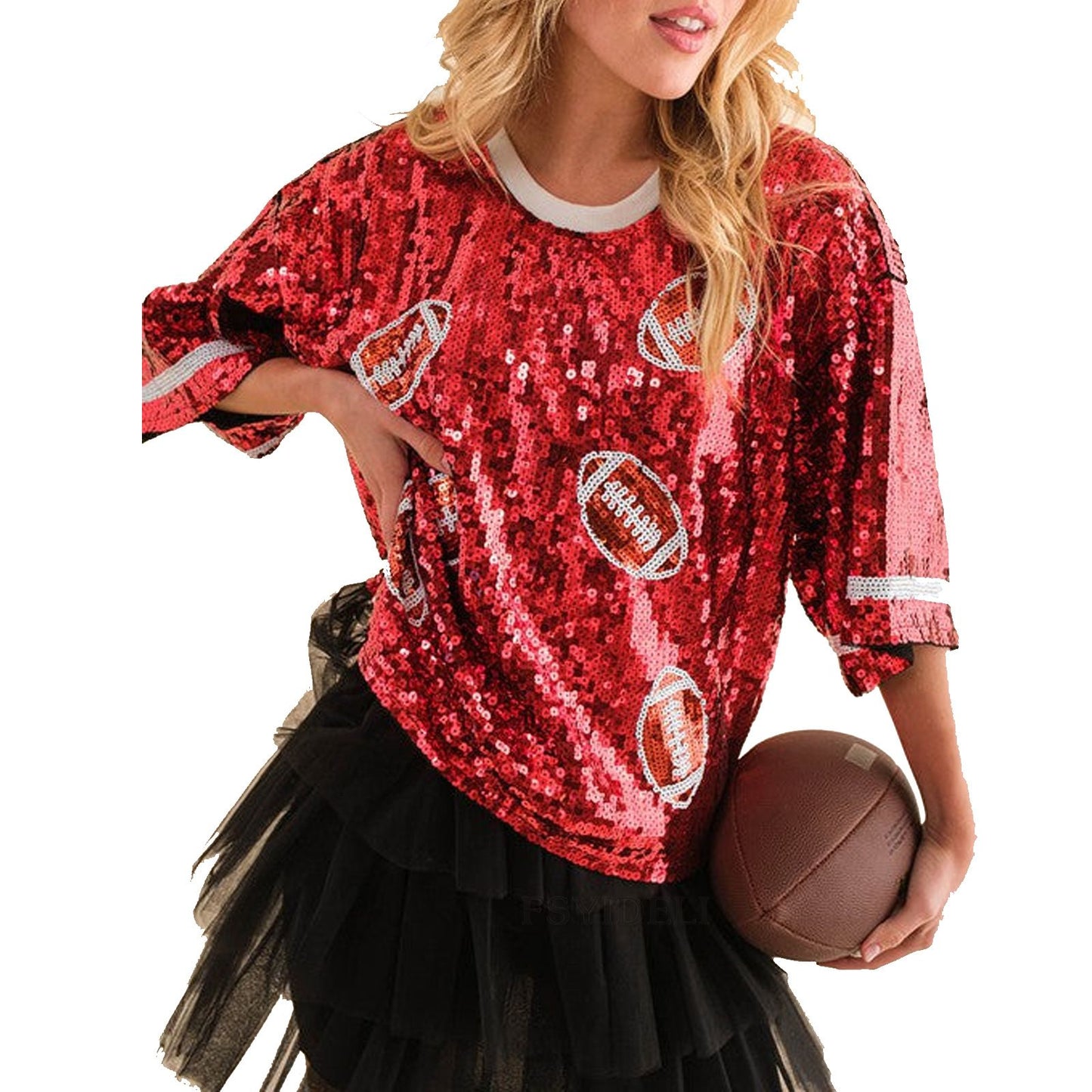 CHIC European American Festival Xmas Tree Bow Women Sequined T-shirt Short Top Casual Jersey Girls Short Sleeves Tee Christmas