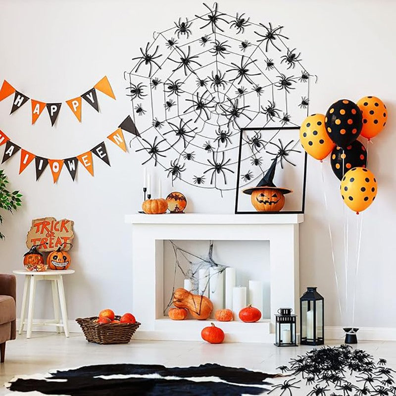 50/100Pcs Plastic Spider Halloween Black Fake Artificial Spider Toy For Prank Haunted House Decoration Navidad Party Supplies