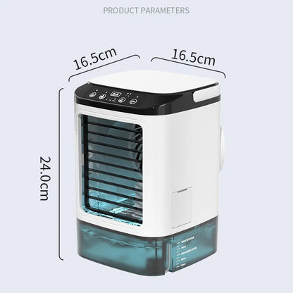 Ventilador Portátil de Mesa com Ar Condicionado Duplo Spray Atomização Ultrassônica 3 Velocidades Mudo Refrigerador de Ar Luz Noturna Ventilador Elétrico para Casa