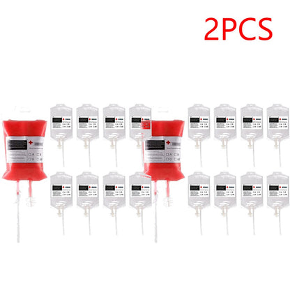 60-10PCS Empty Blood Bags Energy Drinks for Halloween Zombie Vampire Costume Props Nurse Graduation Theme Party Favors Drink Pou
