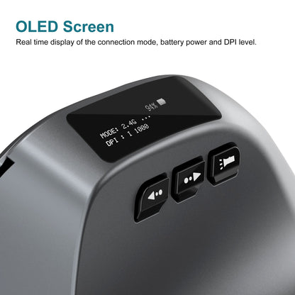Lefon Bluetooth Mouse Vertical Sem Fio Ergonômico com Tela OLED RGB USB Mouse Óptico Recarregável para PC Laptop Gamer