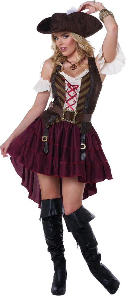 Adult Halloween Pirate Costume Women Drama Stage Performance Captain Jack Role Play Dress