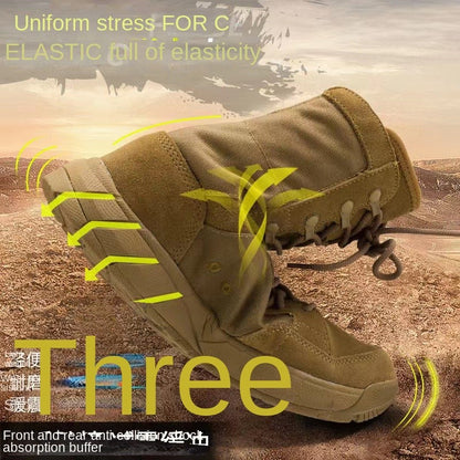 Botas Táticas Leves Masculinas de Combate, Anticolisão, de Treinamento, com Cadarço, Impermeáveis, para Caminhada ao Ar Livre, Calçado Respirável