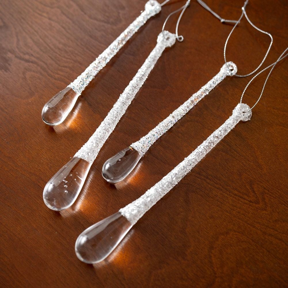 High Quality Crystal Clear Christmas Tree Ornaments Acrylic Glitter Icicle Decorations Transparent Hanging Party Holiday Decor