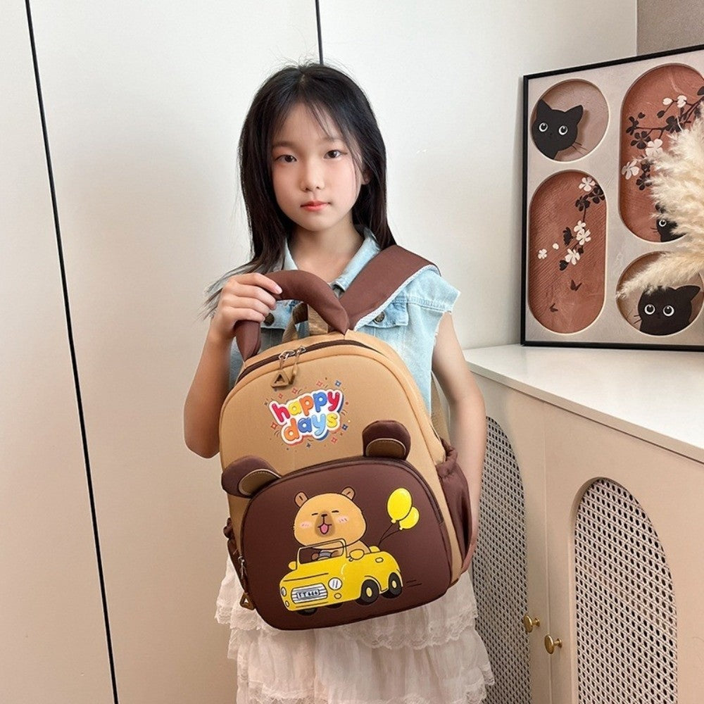 Mochila de Capivara Kawaii de Desenho Animado, Nylon Leve, Mochila Escolar de Capivara, Grande Capacidade, Multibolsos, Mochila para Jardim de Infância