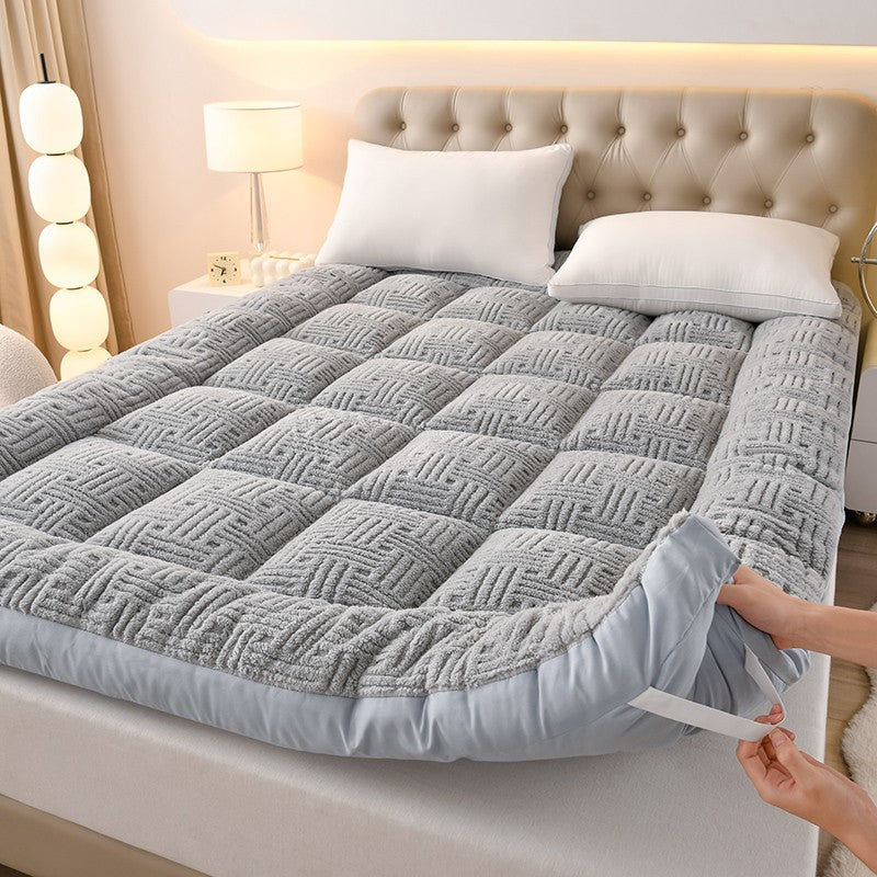 Colchão de Lã Super Macio e Fofo Acolchoado Extra Grosso e Quente para Inverno Queen Size Dobrável para Chão de Camping