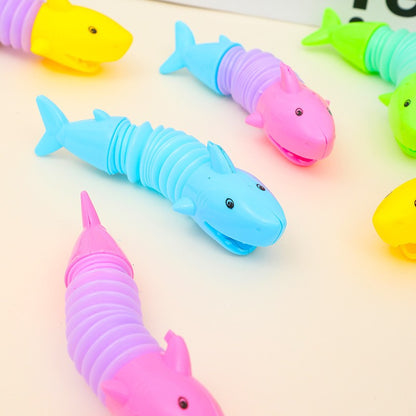 20Pcs Colorful Shark Tube Transformation Dinosaur Stress Relief Toy for Kids Birthday Party Favors Wedding Guest Pinata Gift