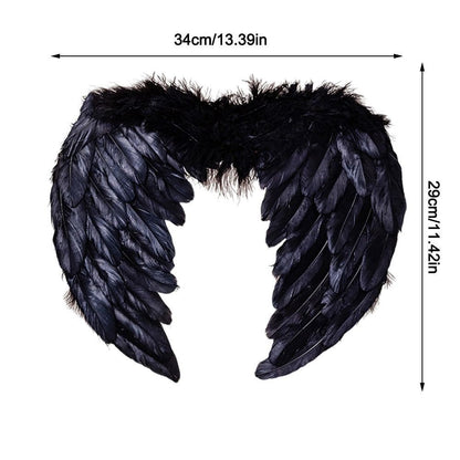 Children Adult Angel Devil White Black Feather Wings Fallen Angel Cosplay Little Wings Halloween Carnival Birthday Party Costume